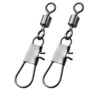 9KM DWLIFE Fishing Swivel Snaps Terminal Tackle 50Pcs,High Strength Rolling Swivels Clips Connector for Saltwater Freshwater(Size 2#)