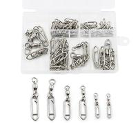 9KM DWLIFE Fishing Swivels & Quick-Change Clips Pro Saltwater 360° Spin Stainless Steel Snap Swivels for Lure/Bait Heavy-Duty Corrosion-Proof 50Pcs (Set)