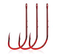 9KM DWLIFE Red Double Back Thorn Fish Hooks Baitholder Fishing Hooks 100Pcs Double Barbs Worm Hook Offset/Long Shank/Closed Eye for Fishing Rigs Freshwater Saltwater