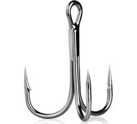 9KM DWLIFE Silver Treble Fishing Hooks 50PCS High Carbon Steel Strong Sharp Treble Fishing Hooks for Pike Perch Trout Saltwater Freshwater Fishing