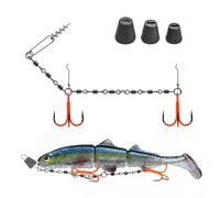 9KM DWLIFE Treble Hooks 1/0# Rig Fishing Hooks with Fishing Weights for Soft Bait and Live Bait Use Fishing Rig with Straight Threaded Needle Sea Fishing Tackle for Pike Saltwater and Freshwater