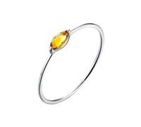 9Kt Gold Ring, Women Wedding Bands Solitaire with Citrine Au375 9K White Gold Band Ring Size T 1/2