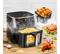 9L Air Fryer With Visual Window, Family Sized, 6-In-1 Cooking Presets, Smart Touch Screen, Timer Function, Dishwasher-Safe, Healthy Oil Free & Low Fat Cooking, Black