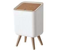 9L Bedroom Bin,Bathroom Bins with Press Top Lid,White Toilet Trash Can with Legs,Nordic Modern Waste Garbage Can for Kitchen Bathroom Bedrooms Office Dog Proof Living Room Dorms Outdoor