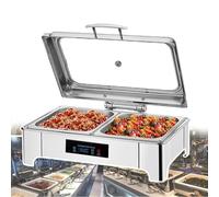 9l Buffet Platform Heater, Large Capacity Food Warming Pot |Electric Stainless Steel Chafing Dish, Chafing Dishes With Touch Display, for Parties with Temperature Adjustment Function, 2 -Grid