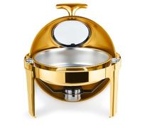 9L Chafing Dish Buffet Set with Visible Lid, Round Buffet Warmer Chafers and Buffet Warmers Sets Stainless Steel Catering Warmer Server Catering Food Warmers Set for for Parties Golden