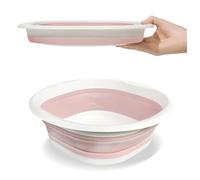 9L Collapsible Washing Up Bowl - Folding Hand Wash Basin, Plastic Washing Up Bowl, Retractable Water Storage Basin, Portable Food Storage Camping Bowls, Multipurpose Outdoor Travel Basins (L Pink)