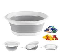 9L Collapsible Washing Up Bowl - Portable Hand Wash Basin, Folding Washing Up Basin, Retractable Food Storage Basin, Multipurpose Outdoor Water Basin for Kitchen, Travel, Camping, Hiking (Gray, L)