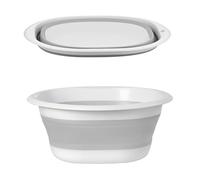 9L Collapsible Washing Up Bowl, Portable Wash Basin Silicone Plastic Basket Multipurpose Outdoor Travel Basin Camping Sink, Space Saving Folding Washtub (Gray)