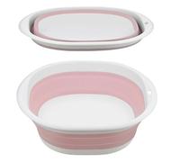 9L Collapsible Washing Up Bowl, Portable Wash Basin Silicone Plastic Basket Multipurpose Outdoor Travel Basin Camping Sink, Space Saving Folding Washtub (Pink)
