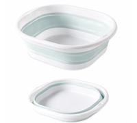 9L Foldable Sink, Durable and Portable Silicone-Plastic Dishwashing Basin, Lightweight and Easy-to-Carry Sink for Camping, Outdoor Activities, and Travel, Space-Saving (Blue)