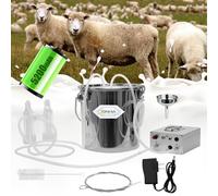 9L Goat Milking Machine, Electric Pulsation Milking Machine for Goat,Rechargeable Battery Powered Speed Portable Pulsation Vacuum Pump with Auto Stop Check Valve(9L Goat-5200mAh Battery)