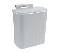 9L Kitchen Bin Hanging Trash Bin with Odor Lock Lid Slim Under Sink Garbage Can for Kitchens Food Waste Caddy Fits Cabinet Doors Grey