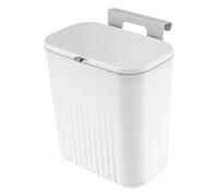 9L Kitchen Bin Hanging Trash Bin with Odor Lock Lid Slim Under Sink Garbage Can for Kitchens Food Waste Caddy Fits Cabinet Doors White