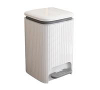 9L Kitchen Trash Can Soft Close Pedal Bin Plastic Waste Bin with Stay Open Feature Modern White & Grey Design Ideal for Home & Office Use