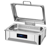 9L Lar Chafing Dish Set with LED Temperature Control, Visible Flip-Top, Ideal for Catering, Banquets, Buffets, and Events (Single Grid)