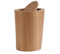 9L Wooden Trash Can with Lid Stylish Waste Basket with Wavy Edge for Kitchen Living Room Bathroom & Office - Eco-Friendly Recycling Bin
