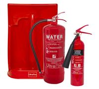 9Ltr Water, 2Kg Co2 Fire Extinguisher & Double Extinguisher Stand- Ultrafire Fire Extinguisher Bundle
