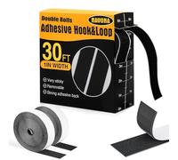 9m × 25mm Hook and Loop Tape Double Sided Extra Strong Self Adhesive Strips Sticky Back White Tape Rolls Suitable for Carpet Fabric Sofa Wall Hanging Sew Industrial Home Outdoor (Black)