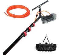 9m/30FT Window Cleaning Telescopic Pole, Water Fed Extendable Brush, Suitable for Cleaner Extendable Solar Panel Roof Cleaning Tools,35cmbrushhead-10.8M/36FT
