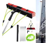 9m Telescopic Water Fed Window Cleaning Pole with Brush & Squeegee - Perfect for High Reach Solar Panel & Window Cleaning, Professional Grade, Lightweight & Durable