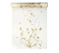 9m x 36cm Cream Gold Floral Organza Table Runner Semi-Transparent Wedding Christmas Table Runner