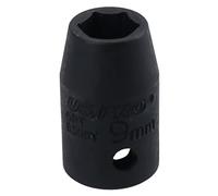 9mm 3/8in Drive Shallow Stubby Metric Impacted Socket 6 Sided Single Hex