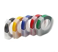 9mm 3D Embossed Label Maker Tape 5 Rolls for Dymo for Omega Junior, for Motex E-101, Scratch Resistant, Multi-Color for 3mx9mm