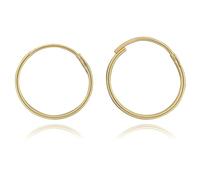 9mm 9ct Yellow Gold Hoop Sleeper Earrings for Women Men Kids - Endless/Seamless Continuous Small Thin Ultra Mini Hoops - Solid Gold Hoop Earring Sleepers
