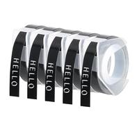 9mm Black Embossing Tape for Dymo Omega Label Tape,3D Vinyl Self-Adhesive Embossing Labels Replacement Compatible with Dymo Omega Junior Home Makers Supplies Black on White (5)