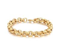 9mm Gold-Plated Lined Pattern Belcher Bracelet - 8 Inches, Durable Gold-Plated Finish with Intricate Textured Design - Luxurious Jewellery Piece for Everyday Elegance - Bling King London
