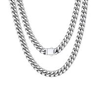 9mm Miami Cuban Link Curb Chain, Stainless Steel Chain for Men, 4-Side Cut Double Layer Mens Chain Necklace, Durable and Anti-Tarnish, Everlasting Shine Street-wear Hip Hop Jewelry 26"
