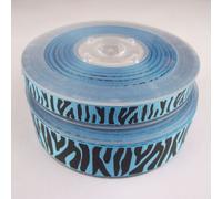 9mm or 22mm Tiger Zebra Strip Wild Animal Print Grosgrain Ribbon Buy Roll Or Cut (Blue, 22mm x 3m Cut Length)