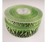 9mm or 22mm Tiger Zebra Strip Wild Animal Print Grosgrain Ribbon Buy Roll Or Cut (Light Green, 22mm x 3m Cut Length)