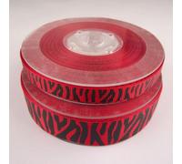 9mm or 22mm Tiger Zebra Strip Wild Animal Print Grosgrain Ribbon Buy Roll Or Cut (Red, 9mm x 6m Cut Length)