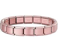 9mm Pink Lavender Red Rose Stainless Steel Italian Charm Link Starter Bracelet Silver Italian 9mm Link Stainless Steel Charm Compatible With Modular (Matte Rose Pink)