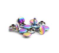 9mm Rainbow Double Cap Rivets,Metal Button Round Rose Gold Rapid Rivet,Rivet Studs for Purse Bags Handbags Shoes Belts Leather Craft DIY (50pcs)…