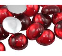 9mm Red Ruby H103 Flat Back Acrylic Round Cabochons Plastic Pearl Gems for Jewelry Making Costume Making Cosplay Jewels Embelishments - 75 Pieces