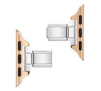 9mm Stainless Steel Italian Charm Bracelet Strap Adapter For Nomination 38mm 40mm 41mm 42mm 44mm 45mm 46mm For Apple Watch iWatch 1-11 SE Ultra (Rose Gold 42mm 44mm 45mm 46mm Adapter)