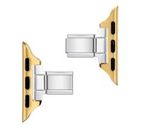 9mm Stainless Steel Italian Charm Bracelet Strap Adapter For Nomination 38mm 40mm 41mm 42mm 44mm 45mm 46mm For Apple Watch iWatch 1-11 SE Ultra (Gold 42mm 44mm 45mm 46mm Adapter)