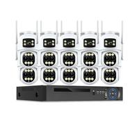 9MP Three Lens WiFi PTZ Camera 8X Zoom 10CH POE NVR Surveillance System Auto Tracking CCTV Security Video Surveillance Kit(1T,10 CAMERAS 10CH NVR_UK PLUG)