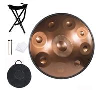 9Notes Steel Tongue Drum, 18/22 in Hand Pan Drums Percussion Instrument, Classic G Minor Generates Meditation, for Musical Education Entertainment Yoga-Gold||22in