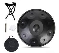 9Notes Steel Tongue Drum, 18/22 in Hand Pan Drums Percussion Instrument, Classic G Minor Generates Meditation, for Musical Education Entertainment Yoga-Black||18in