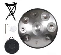 9Notes Steel Tongue Drum, 18/22 in Hand Pan Drums Percussion Instrument, Classic G Minor Generates Meditation, for Musical Education Entertainment Yoga-Silver||18in