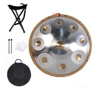 9Notes Steel Tongue Drum, 18/22 in Hand Pan Drums Percussion Instrument, Classic G Minor Generates Meditation, for Musical Education Entertainment Yoga-Golden Castle||22in