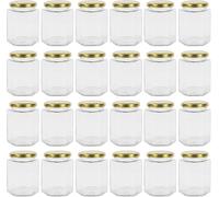 9oz 24 Pack Jam Jar with Gold Lids, 270ml Hexagonal Glass Jars Canning Storage Jars for Jelly,Nuts,Spices & Handmade Desserts