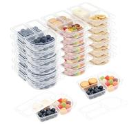 9oz Reusable Snack Containers with Lid, 3 Compartment Snack Pack Container Portable Condiment Portion Control Containers Meal Prep Boxes For Refrigeration Sauce School Go Out Travel Party(20Pcs)