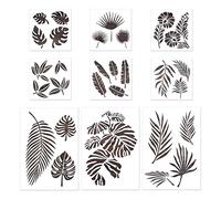 9Pack Cute Flower Leaves Painting Stencils Reusable Flexible Drawing Templates Hollow for Lover Kid Boy Girl Student Decorative Stencil Template On Furniture Adults Kids Boys Party Reusable