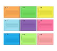 9Pack to do List Sticky Notes pad 450 Sheets Self Stick Note Planning Lined Post It Notes Daily List Notepad 4x3Inch Bright Colors Sticky Notes Notepad for Planner