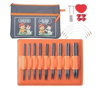 9Pairs Aluminum Circular Knitting Needle Interchangeable Sweater Needle Storage Bag Set for Weaving Sweaters Sock Hat Craft Knitting Supplies
